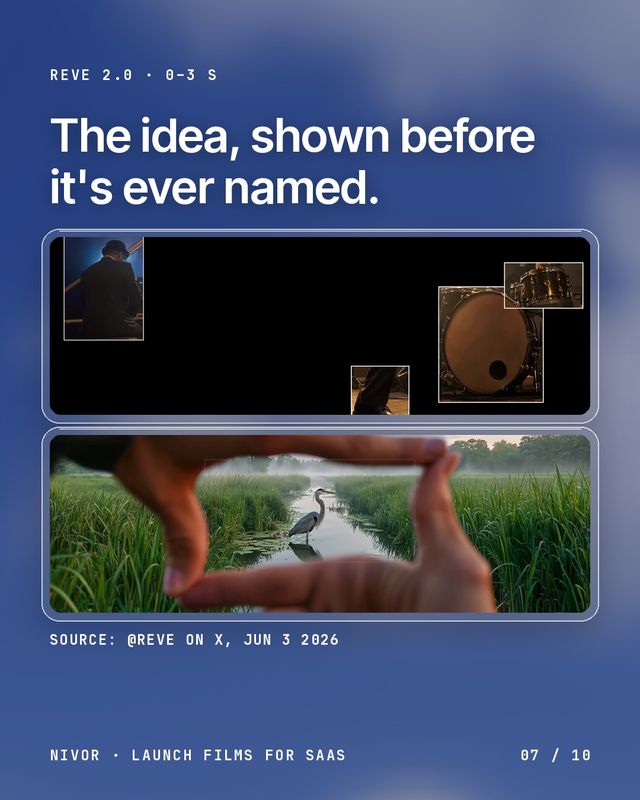 Reve 2.0, 0 to 3 seconds: the idea, shown before it is ever named.